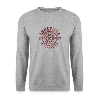 Asheville NC | North Carolina Reise Geschenk - Unisex Pullover - Weißgrau meliert - Vorne - Alina (178cm) & Michal (187cm)