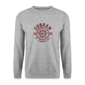 Durham, Caroline du Nord | Cadeau de voyage en Caroline du Nord - Sweat-shirt Unisexe - gris chiné - Devant - Alina (178cm) & Michal (187cm)