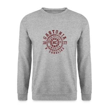 Gastonia NC | North Carolina Reise Geschenk - Unisex Pullover - Weißgrau meliert - Vorne - Alina (178cm) & Michal (187cm)