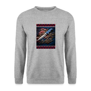 Knife Stripes American Flag Desert Camo Deer - Unisex Sweatshirt - salt & pepper - Front - Alina (178cm) & Michal (187cm)