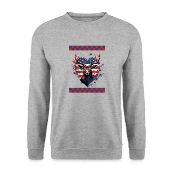 Heart Shaped American Flag Night Sky Stars - Unisex Sweatshirt - salt & pepper - Front - Alina (178cm) & Michal (187cm)