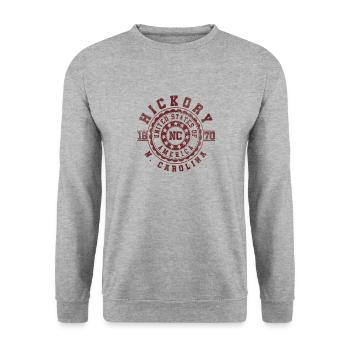Hickory NC | North Carolina Reise Geschenk - Unisex Pullover - Weißgrau meliert - Vorne - Alina (178cm) & Michal (187cm)