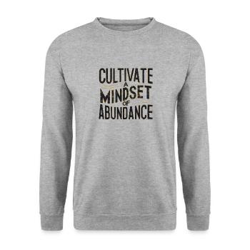 Cultiver l’état d’ de l’abondance Impression artistique - Sweat-shirt Unisexe - gris chiné - Devant - Alina (178cm) & Michal (187cm)