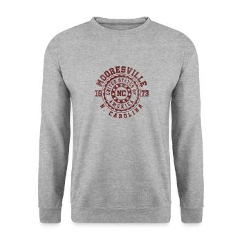 Mooresville NC | North Carolina Reise Geschenk - Unisex Pullover - Weißgrau meliert - Vorne - Alina (178cm) & Michal (187cm)