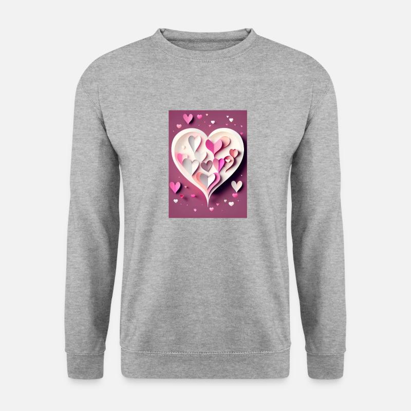 Papierschnitt Herzlandschaft - Unisex Pullover - Weißgrau meliert