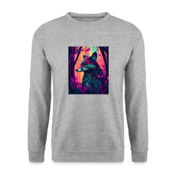 Funky Forest Fox - Unisex Pullover - Weißgrau meliert - Vorne - Alina (178cm) & Michal (187cm)