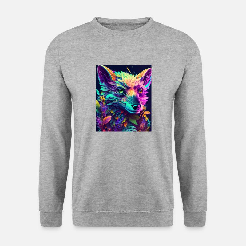 Neonwaldfuchs - Unisex Pullover - Weißgrau meliert