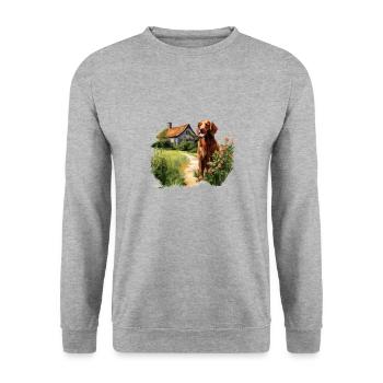 Irish Setter Emerald Dog Cottagecore Adventure - Unisex Sweatshirt - salt & pepper - Front - Alina (178cm) & Michal (187cm)