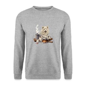 Eskimo Dog Cottagecore Fireside Coziness Hommes - Sweat-shirt Unisexe - gris chiné - Devant - Alina (178cm) & Michal (187cm)