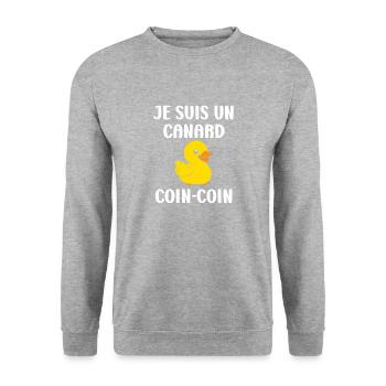 humour canard - Sweat-shirt Unisexe - gris chiné - Devant - Alina (178cm) & Michal (187cm)
