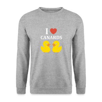 humour canard - Sweat-shirt Unisexe - gris chiné - Devant - Alina (178cm) & Michal (187cm)