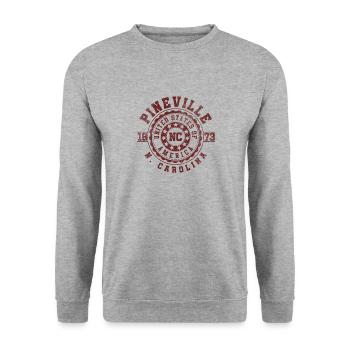 Pineville NC | North Carolina Reise Geschenk - Unisex Pullover - Weißgrau meliert - Vorne - Alina (178cm) & Michal (187cm)