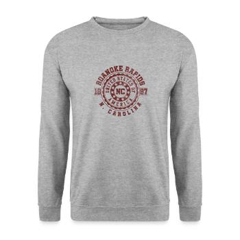 Roanoke Rapids NC | North Carolina Reise Geschenk - Unisex Pullover - Weißgrau meliert - Vorne - Alina (178cm) & Michal (187cm)