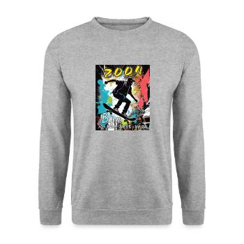 2004 SKAETER Born in the best year - Unisex Pullover - Weißgrau meliert - Vorne - Alina (178cm) & Michal (187cm)