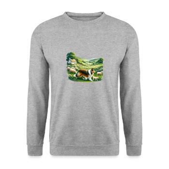 Collie Shepherd's Cottagecore Meadow Men Women - Unisex Sweatshirt - salt & pepper - Front - Alina (178cm) & Michal (187cm)