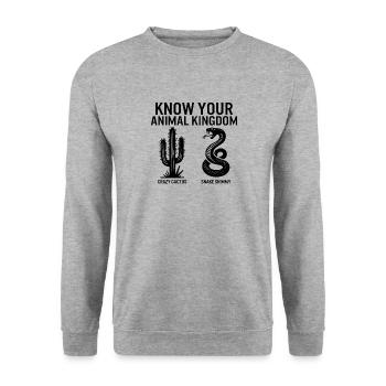 Chemise du désert, connaissez votre cactus du règne animal - Sweat-shirt Unisexe - gris chiné - Devant - Alina (178cm) & Michal (187cm)