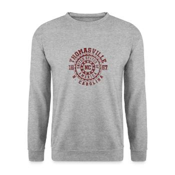 Thomasville NC | North Carolina Reise Geschenk - Unisex Pullover - Weißgrau meliert - Vorne - Alina (178cm) & Michal (187cm)