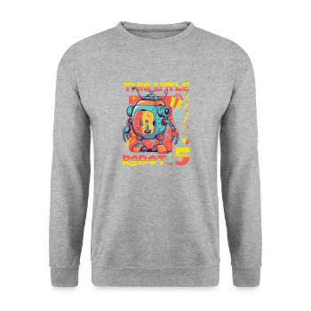 Enfants Anniversaire Robot Âge Cinq 5ème Anniversaire Robotique - Sweat-shirt Unisexe - gris chiné - Devant - Alina (178cm) & Michal (187cm)