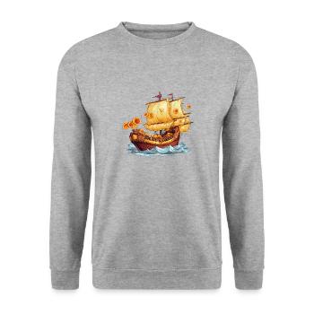 Pizza Pirate's Gasparilla Feast - Unisex Sweatshirt - salt & pepper - Front - Alina (178cm) & Michal (187cm)