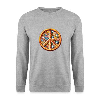Pizza Party Politik Definition Grafik T-Shirt - Unisex Pullover - Weißgrau meliert - Vorne - Alina (178cm) & Michal (187cm)