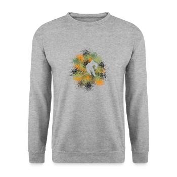 Eishockey – Spieler auf dem Eis - Unisex Pullover - Weißgrau meliert - Vorne - Alina (178cm) & Michal (187cm)