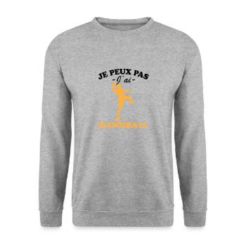 Je peux pas j'ai Handball - Sweat-shirt Unisexe - gris chiné - Devant - Alina (178cm) & Michal (187cm)