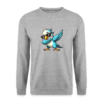 Cacatoès Dabbing Action Drôle Motif D’oiseau - Sweat-shirt Unisexe - gris chiné - Devant - Alina (178cm) & Michal (187cm)
