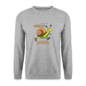 CE N’EST PAS LE PLUS RAPIDE, MAIS L’ENDURANCE L’EMPORTERA - Sweat-shirt Unisexe - gris chiné - Devant - Alina (178cm) & Michal (187cm)