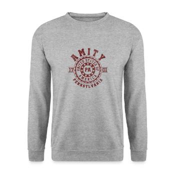 Amity PA | Pennsylvania - & Geschenk - Unisex Pullover - Weißgrau meliert - Vorne - Alina (178cm) & Michal (187cm)