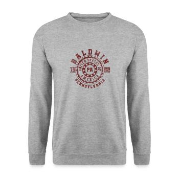 Baldwin PA | Pennsylvania - & Geschenk - Unisex Pullover - Weißgrau meliert - Vorne - Alina (178cm) & Michal (187cm)