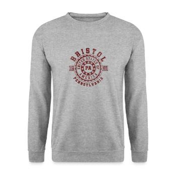 Bristol PA | Pennsylvania - & Geschenk - Unisex Pullover - Weißgrau meliert - Vorne - Alina (178cm) & Michal (187cm)