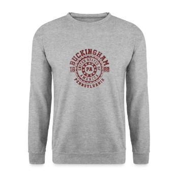 Buckingham PA | Pennsylvania - & Geschenk - Unisex Pullover - Weißgrau meliert - Vorne - Alina (178cm) & Michal (187cm)