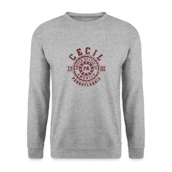 Cecil PA | Pennsylvania - & Geschenk - Unisex Pullover - Weißgrau meliert - Vorne - Alina (178cm) & Michal (187cm)