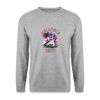 Mallorca 2024 Unicorn Party Holidays - Unisex Sweatshirt - salt & pepper - Front - Alina (178cm) & Michal (187cm)