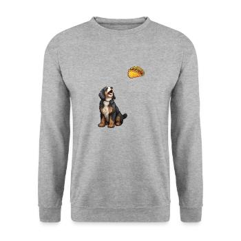 Bernedoodle Staring At Taco - Unisex Sweatshirt - salt & pepper - Front - Alina (178cm) & Michal (187cm)