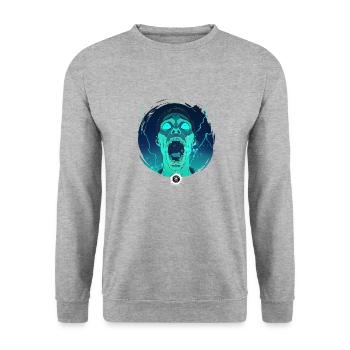 Elektrischer Schrei - Unisex Pullover - Weißgrau meliert - Vorne - Alina (178cm) & Michal (187cm)