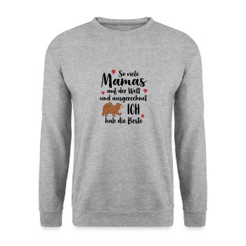 Beste Mama So Viele Mamas Ich Hab Die Beste - Unisex Pullover - Weißgrau meliert - Vorne - Alina (178cm) & Michal (187cm)