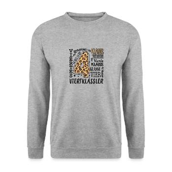 4.Klasse - Unisex Pullover - Weißgrau meliert - Vorne - Alina (178cm) & Michal (187cm)