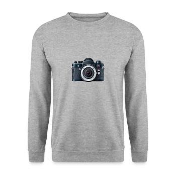 Digital camera with flash in a 2d illustration - Unisex Sweatshirt - salt & pepper - Front - Alina (178cm) & Michal (187cm)