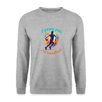 J peut pas j ai handball cadeau handball humour - Unisex Sweatshirt - salt & pepper - Front - Alina (178cm) & Michal (187cm)
