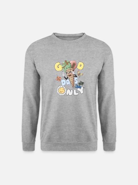 Lustige Eis Waffel Vintage 70er Doodle - Unisex Pullover - Weißgrau meliert