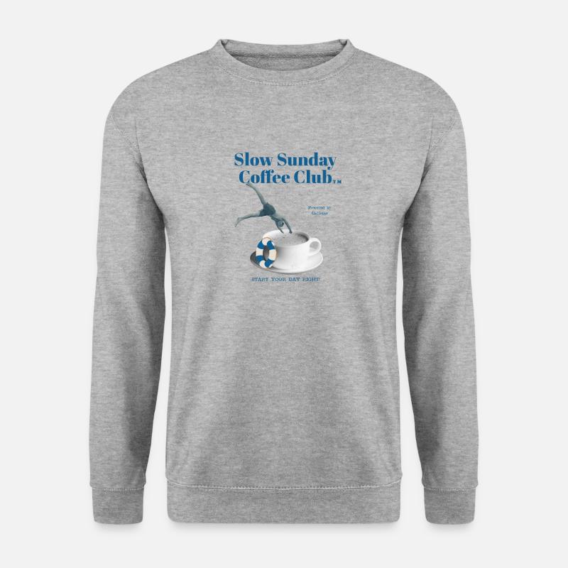 Slow Sunday Coffee Club - Kaffee Kopfsprung - Unisex Pullover - Weißgrau meliert
