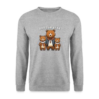 BÄREN DAD OUR BEAR - Unisex Sweatshirt - salt & pepper - Front - Alina (178cm) & Michal (187cm)