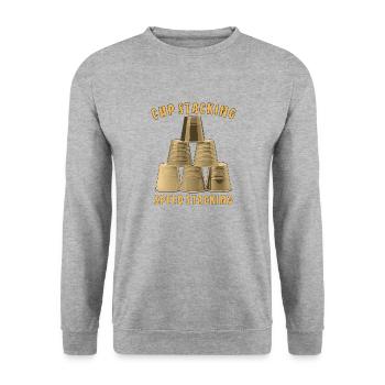 EMPILAGE DE GOBELETS SPEED STACKING - Sweat-shirt Unisexe - gris chiné - Devant - Alina (178cm) & Michal (187cm)