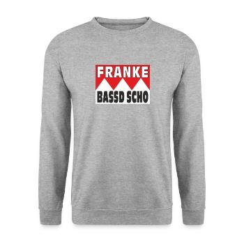 FRANKE BASSD SCHO - Unisex Pullover - Weißgrau meliert - Vorne - Alina (178cm) & Michal (187cm)