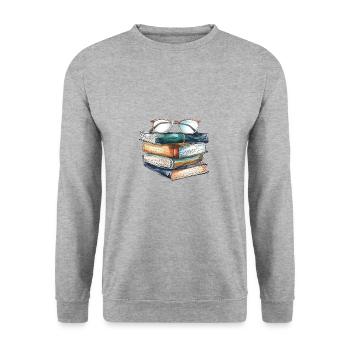 Pile de livres classiques avec des lunettes dessus - Sweat-shirt Unisexe - gris chiné - Devant - Alina (178cm) & Michal (187cm)