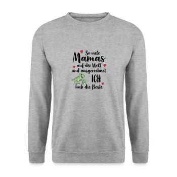 Beste Mama So Viele Mamas Ich Hab Die Beste - Unisex Pullover - Weißgrau meliert - Vorne - Alina (178cm) & Michal (187cm)