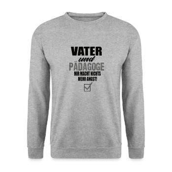 Vater und Pädagoge - Unisex Pullover - Weißgrau meliert - Vorne - Alina (178cm) & Michal (187cm)