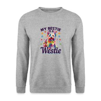 Westie West Highland White Terrier Race de chien - Sweat-shirt Unisexe - gris chiné - Devant - Alina (178cm) & Michal (187cm)