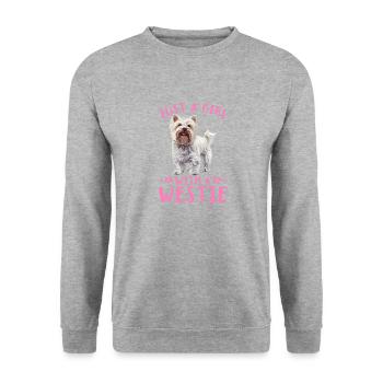 Westie West Highland White Terrier race de chien - Sweat-shirt Unisexe - gris chiné - Devant - Alina (178cm) & Michal (187cm)